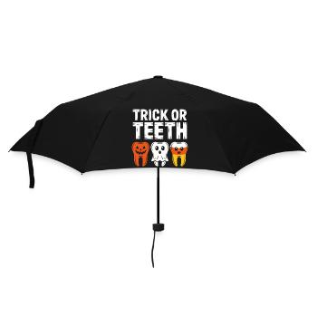 Trick oder Teeth Halloween-Trio - Regenschirm (klein) - Schwarz - Vorne
