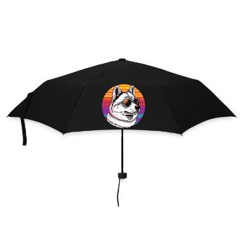 Husky avec des lunettes de soleil en arc-en-ciel - Parapluie standard - noir - Devant