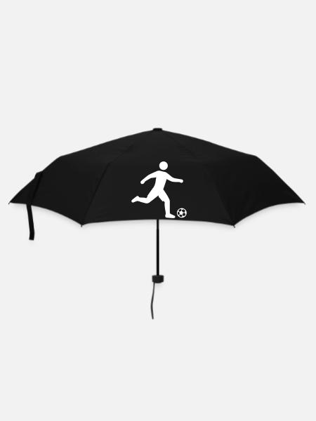 Fussballer Silhouette - Regenschirm (klein) - Schwarz