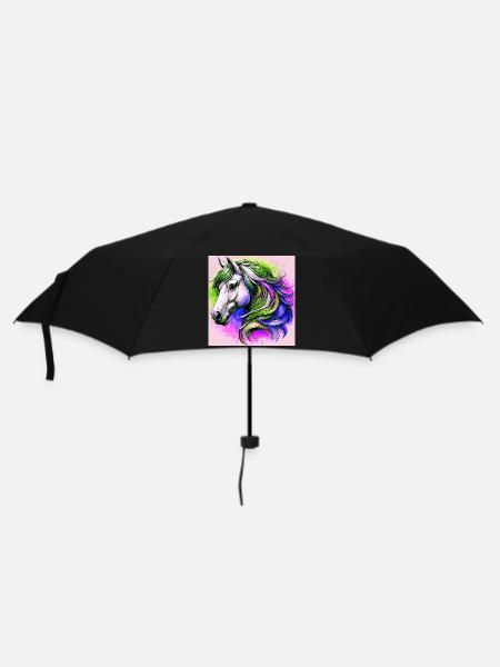 Pferd - Regenschirm (klein) - Schwarz