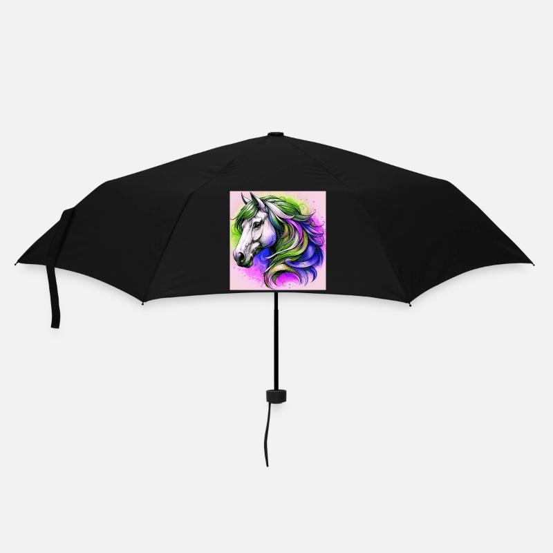 Pferd - Regenschirm (klein) - Schwarz