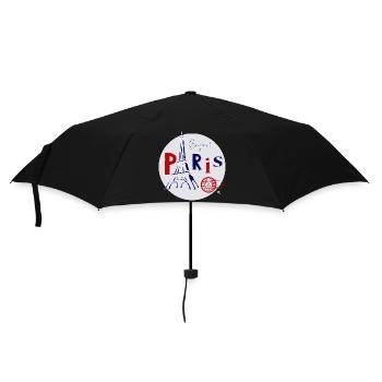 Eiffelturm Abbildung im Kreis mit Inschrift - Regenschirm (klein) - Schwarz - Vorne