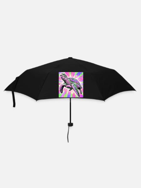 Schildkröte - Regenschirm (klein) - Schwarz