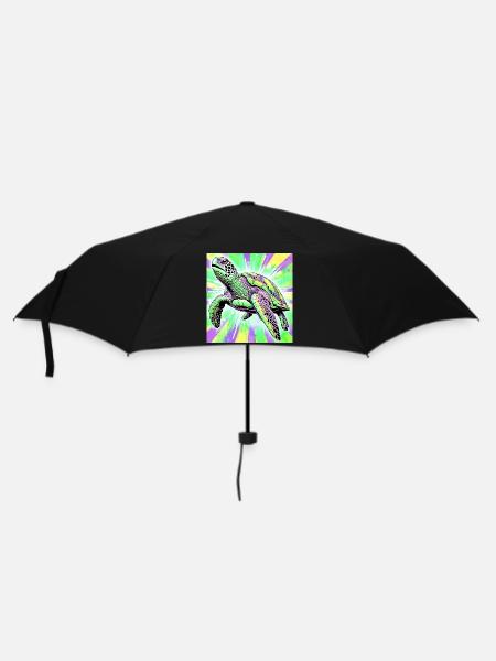 Schildkröte - Regenschirm (klein) - Schwarz