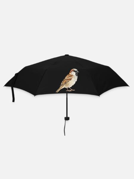 Spatz Farbblock-Illustration - Regenschirm (klein) - Schwarz
