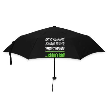 Erde Scheibe Gott Allmächtig Sprüche Floskel  - Regenschirm (klein) - Schwarz - Vorne