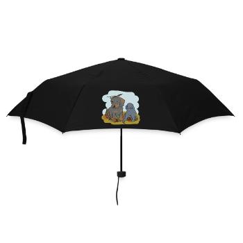 Illustrated design with cat and dog - Umbrella (small) - black - Front