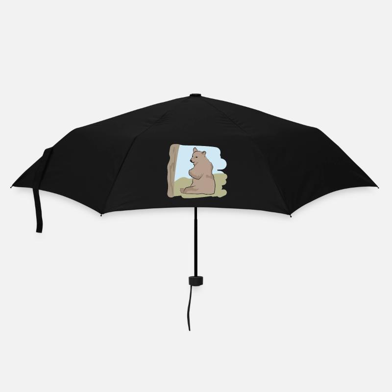 Illustrated design with bear - Umbrella (small) - black