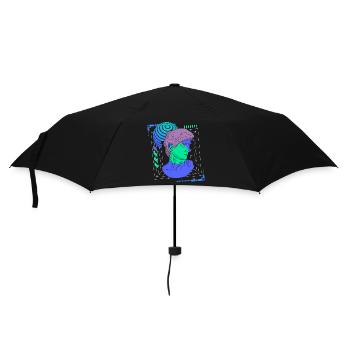 Cyborg Streetwear Synthwave Scifi - Regenschirm (klein) - Schwarz - Vorne