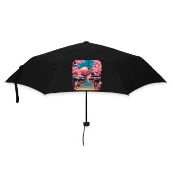 Tokio Tempel Kirschblüte Weltreise - Regenschirm (klein) - Schwarz - Vorne