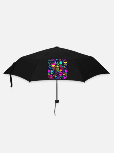 Neon Vintage Glow UV Style - Regenschirm (klein) - Schwarz