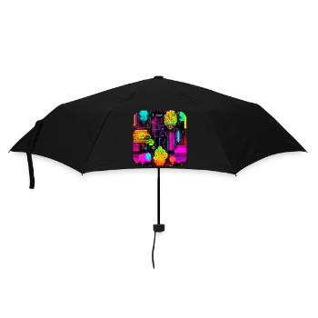 Neon Abstrakt Style Trend UV - Regenschirm (klein) - Schwarz - Vorne
