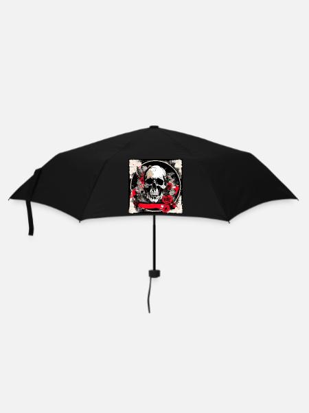 Totenschädel Tattoo Heavy Metal Rocker - Regenschirm (klein) - Schwarz