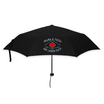 Mama und Papa wir lieben Dich - Regenschirm (klein) - Schwarz - Vorne