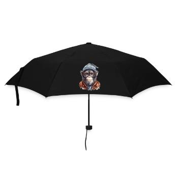 Cooler Affe mit Mütze und Brille - Regenschirm (klein) - Schwarz - Vorne