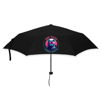 Chat de ville à lunettes roses la nuit en ville - Parapluie standard - noir - Devant