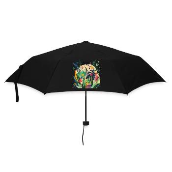 Pflanzen und Musik - hochwertiger Modedruck - Regenschirm (klein) - Schwarz - Vorne