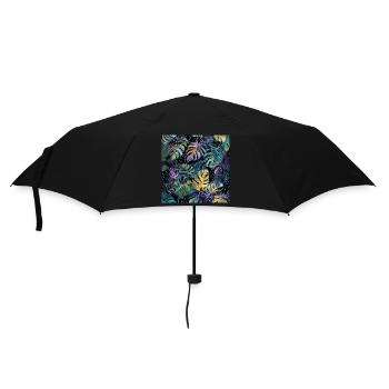 Pflanzen und Musik - hochwertiger Modedruck - Regenschirm (klein) - Schwarz - Vorne
