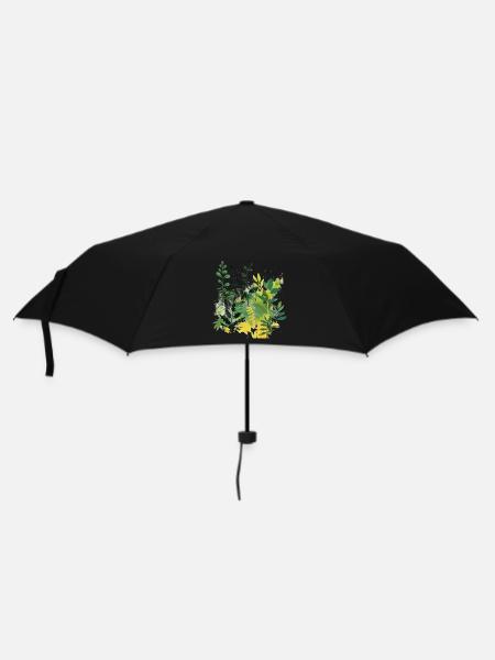 Pflanzen und Musik - hochwertiger Modedruck - Regenschirm (klein) - Schwarz