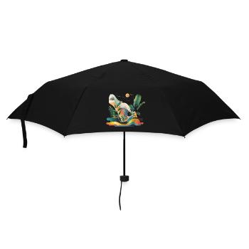 Pflanzen und Musik - hochwertiger Modedruck - Regenschirm (klein) - Schwarz - Vorne