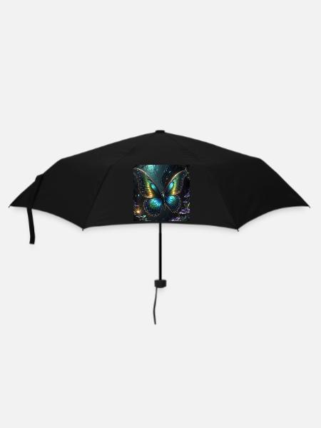 Schmetterling - Regenschirm (klein) - Schwarz