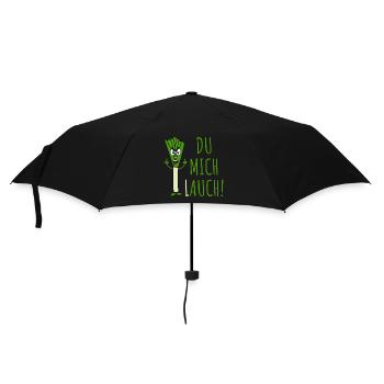 Lauch mit Spruch Du mich lauch in grün - Regenschirm (klein) - Schwarz - Vorne