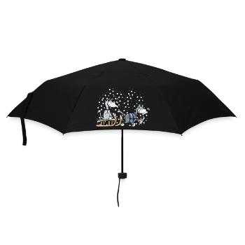 Schlittenhunde im Schnee - Regenschirm (klein) - Schwarz - Vorne