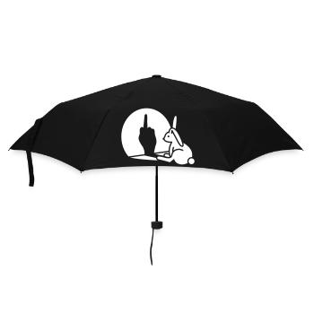 Kaninchen Schatten Hand FUCK OFF Mittelfinger - Regenschirm (klein) - Schwarz - Vorne