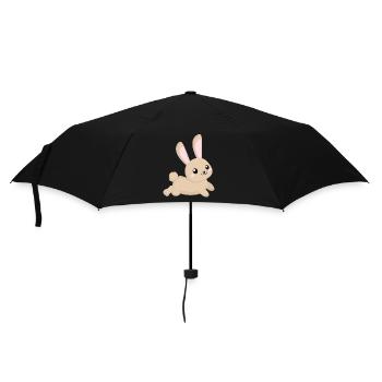 Cute cartoon rabbit running - Umbrella (small) - black - Front