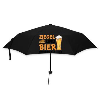 Ziegel und Bier darum bin ich hier - Regenschirm (klein) - Schwarz - Vorne