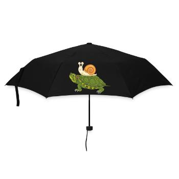 Drôle de tortue et d’escargot heureux - Parapluie standard - noir - Devant