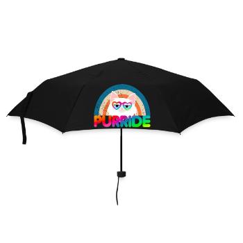Purride Funny Cat Gay Pride Regenbogen Sonnenbrille - Regenschirm (klein) - Schwarz - Vorne