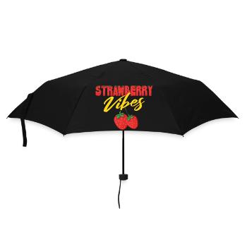 Erdbeer-Vibes - Regenschirm (klein) - Schwarz - Vorne