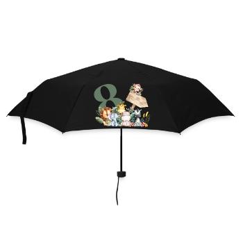 8th Birthday Personalized Safari - Umbrella (small) - black - Front