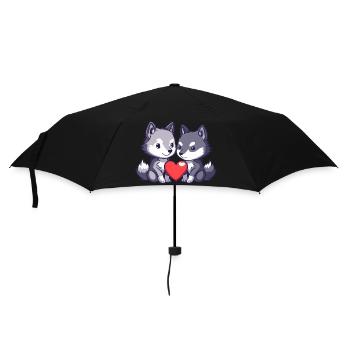 Wolf Couple Love Couple In Love - Umbrella (small) - black - Front
