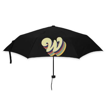 Retro Letter w - Umbrella (small) - black - Front