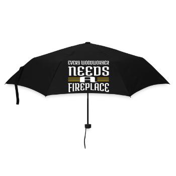 job happy present chainsaw carpenter - Umbrella (small) - black - Front