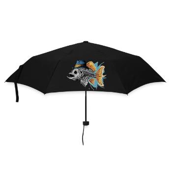 Colorful Funky Fish Bones Illustration - Regenschirm (klein) - Schwarz - Vorne