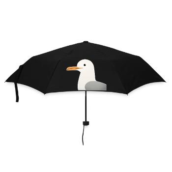 Minimalistisches Möwe Design Vögel Tier Illustrati - Regenschirm (klein) - Schwarz - Vorne