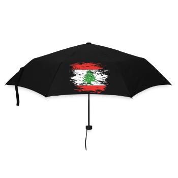 Libanon Flagge used - Regenschirm (klein) - Schwarz - Vorne