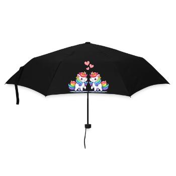 Unicorn Comic Love - Umbrella (small) - black - Front