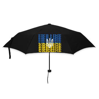Vintage Ukrainian Flag And Trident Emblem Artwork - Umbrella (small) - black - Front