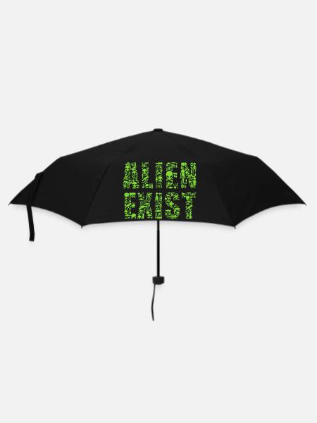 Alien existiert UFO Sci-Fi Shirt - Regenschirm (klein) - Schwarz