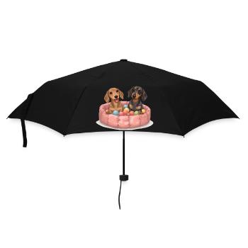 Cute Dachshunds - Dackel im Bällebad - Regenschirm (klein) - Schwarz - Vorne
