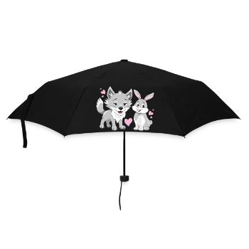 Bébé loup heureux et mignon lapin souriant - Parapluie standard - noir - Devant