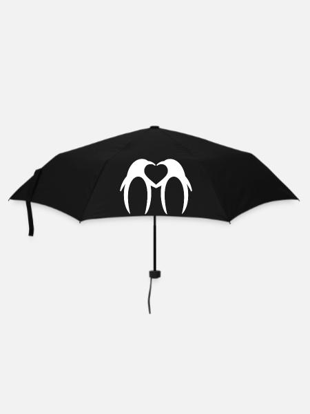 Penguin Loving Heart – Minimalist Design - Umbrella (small) - black