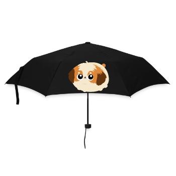 Chibi Flauschiges Shih Tzu-Welpengesicht - Regenschirm (klein) - Schwarz - Vorne