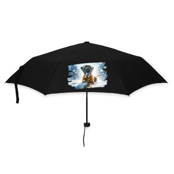 Boxer in wintry snowy landscape - Umbrella (small) - black - Front