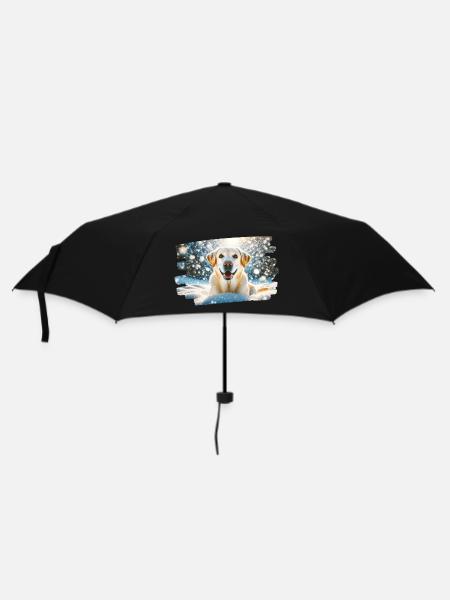 Happy Labrador in Winter Snow - Umbrella (small) - black