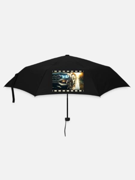 Eleganz im Detail – Modernes Auto in regnerischer Umgebung - Regenschirm (klein) - Schwarz